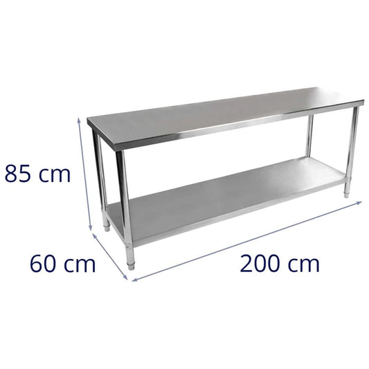 Edelstahl Arbeitstisch - 200 x 60 cm