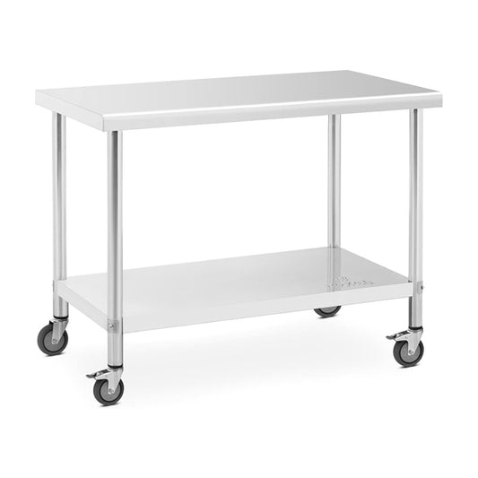 Edelstahl Arbeitstisch / mit Rollen - 120 x 60 cm