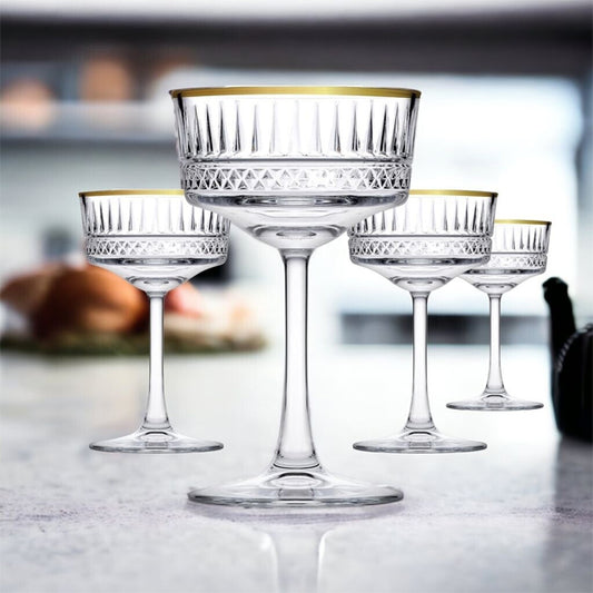 Cocktail- Champagnerglas mit Goldrand "Elysia - Pasabahce" - 0,260 l