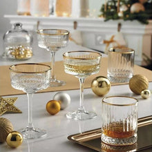 Laden Sie das Bild in den Galerie-Viewer, Cocktail- Champagnerglas mit Goldrand "Elysia - Pasabahce" - 0,260 l