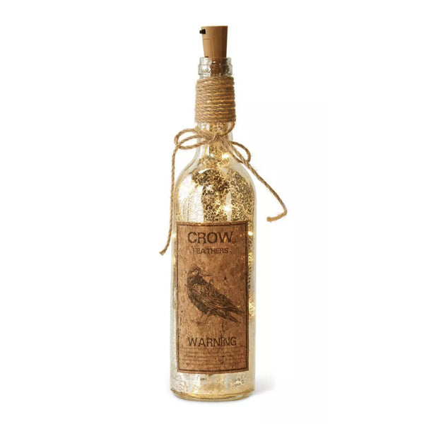 Crow Feathers Silberglas Flasche mit LED