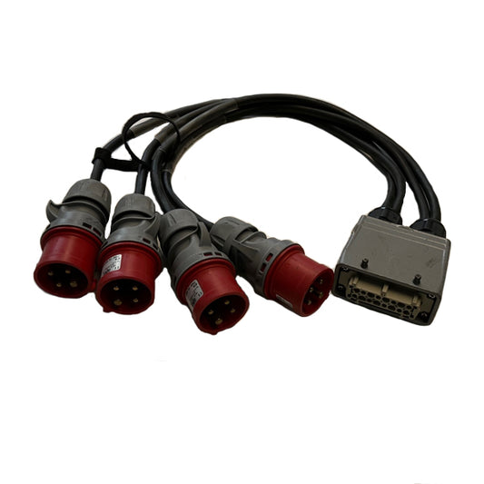 Peitsche HARTING E16 female => 4 x CEE 4p male | rot