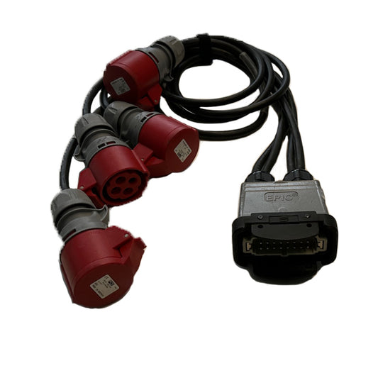 Peitsche HARTING E16 male => 4 x CEE 16A 4p female | rot