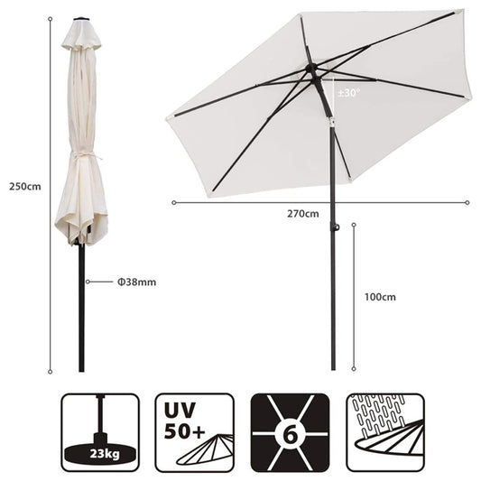 Sonnenschirm - Ø 270 cm - creme