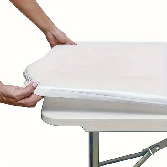 Tischmolton mit Gummizug / weiß - 220 x 76 cm