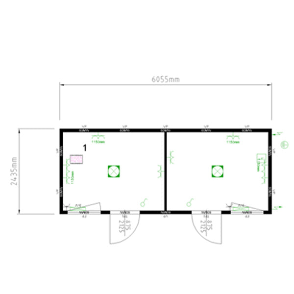 Wohn- Schlafcontainer - L 605,5 x B 244 x H 259 cm