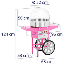 Laden Sie das Bild in den Galerie-Viewer, Retro Zuckerwattemaschine mit Wagen - 1.200 Watt