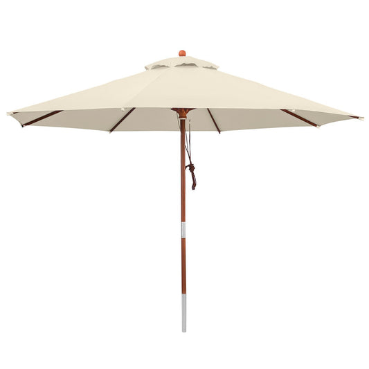 Sonnenschirm - Ø 300 cm - naturweiß - Holz