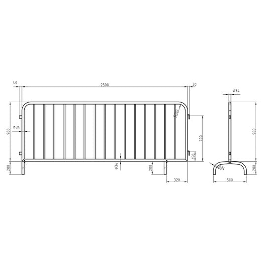 Absperrgitter - B 250 x H 110 cm (inkl. Lamellenstopfen)