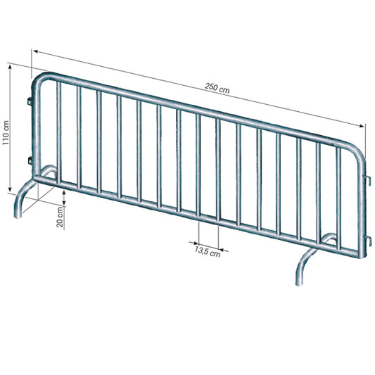 Absperrgitter - B 250 x H 110 cm (inkl. Lamellenstopfen)