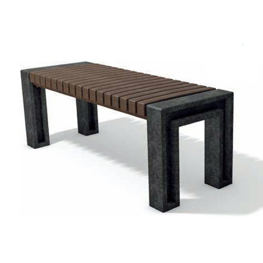 Outdoor Sitzbank B 130 x H 48 x T 46 cm - anthrazit / braun