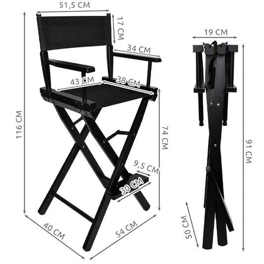 Regie- Make-up Stuhl "SIDNEY" - schwarz