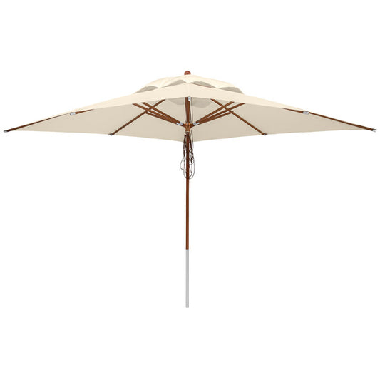 Sonnenschirm - 400 x 400 cm - naturweiß - Holz