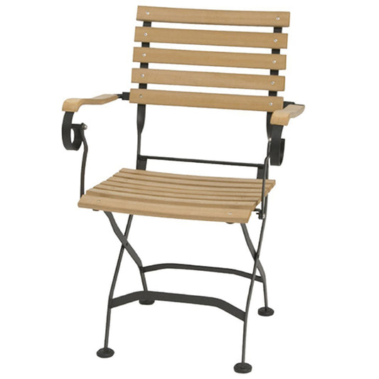 Sessel klappbar - Eisen/Teak - mit Armlehnen