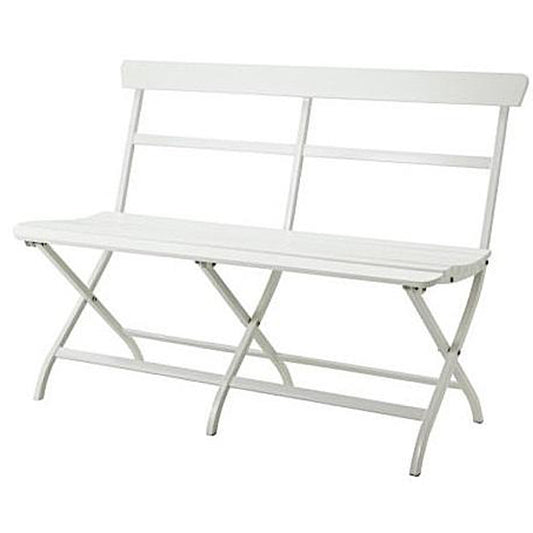 Sitzbank Eisen / Holz weiss - klappbar