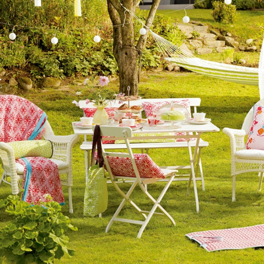 Sitzbank Eisen / Holz weiss - klappbar