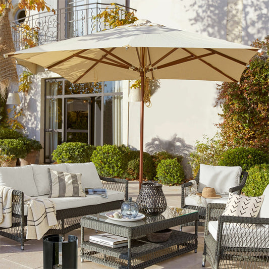 Sonnenschirm - 300 x 300 cm - naturweiß - Holz