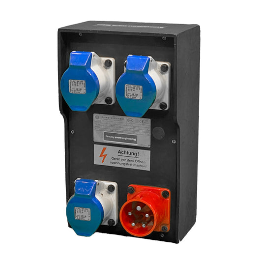 Stromverteiler - CEE 032 A | male => 3 x CEE 32 A | single phase female