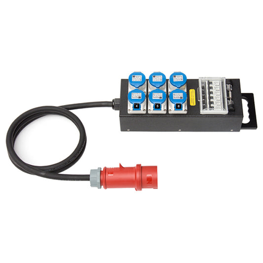 Stromverteiler - CEE 032 A | male => 6 x CEE 16 A | single phase female