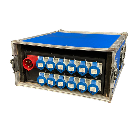 Stromverteiler 19 Zoll - CEE 32 A | male => 12 x CEE 16 A | single phase female