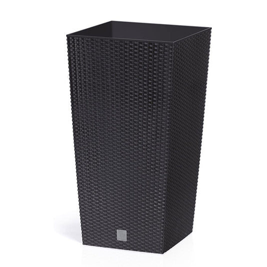 Übertopf - dunkelbraun/schwarz geflochten