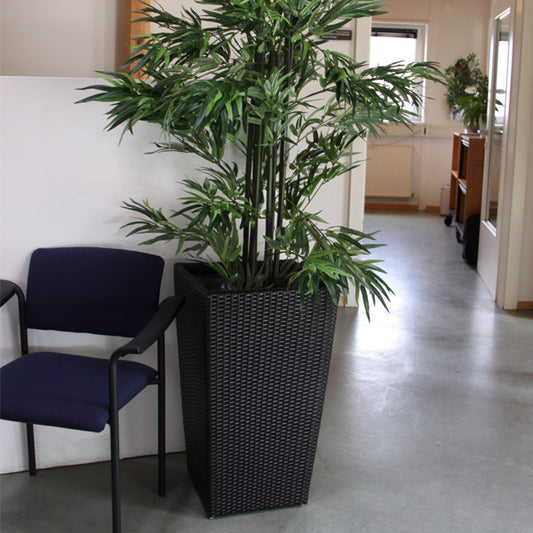 Übertopf - dunkelbraun/schwarz geflochten