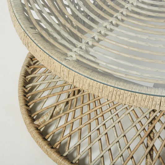 Loungetisch aus Rattan - Ø 75 cm - outdoor tauglich