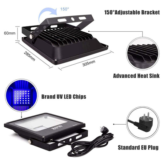 UV-Schwarzlicht Led Fluter - 80 W