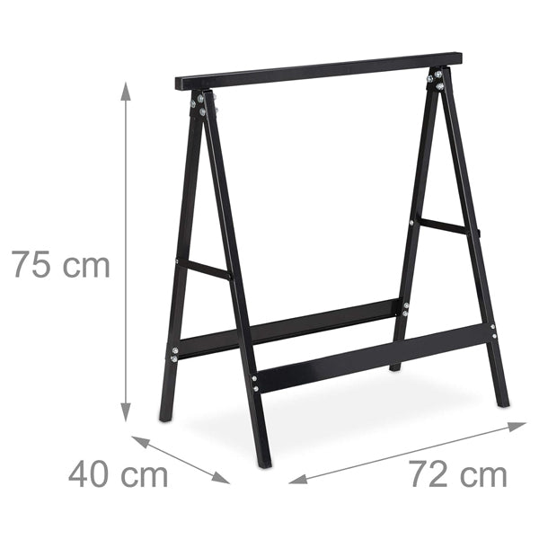 Klappbock schwarz - B 72 x T 40 - H 75 cm