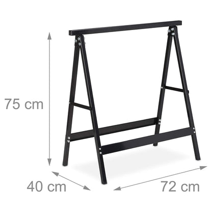 Klappbock schwarz - B 72 x T 40 - H 75 cm