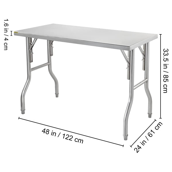 Edelstahl Arbeitstisch / klappbar - 122 x 61 cm
