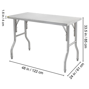 Edelstahl Arbeitstisch / klappbar - 122 x 61 cm