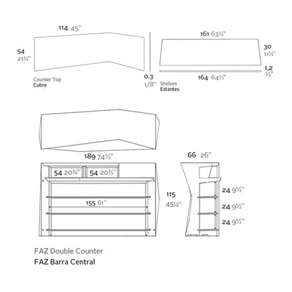 Bartheke / Counter - FAZ BAR - 189 cm x 66 cm | H 116 cm