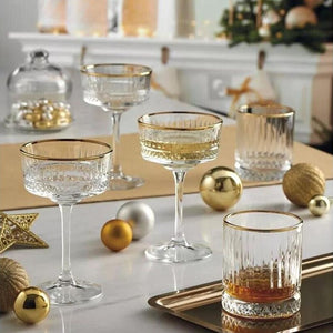 Cocktail- Champagnerglas mit Goldrand "Elysia - Pasabahce" - 0,260 l