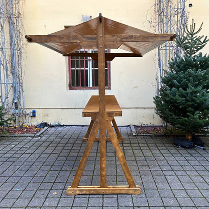 Futterkrippe aus Holz - Dach creme