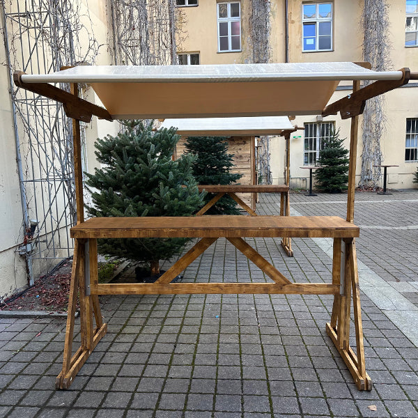 Futterkrippe aus Holz - Dach creme