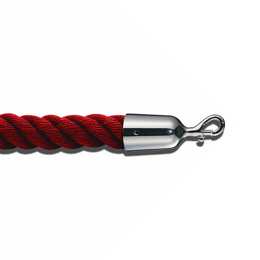 Absperrseil / Kordelseil geflochten - chrom / rot-bordeaux