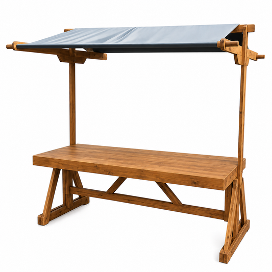 Marktstand aus Holz - Dach anthrazit