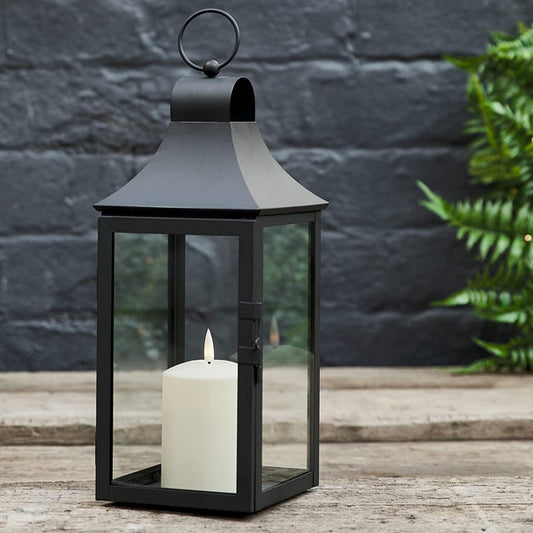 Metall Laterne inkl. LED Kerze - schwarz