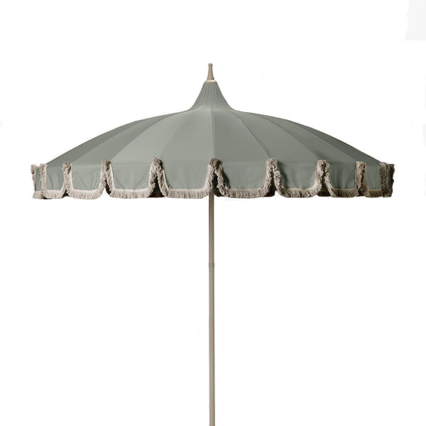 Sonnenschirm - Ø 240 cm - grün / Fransen