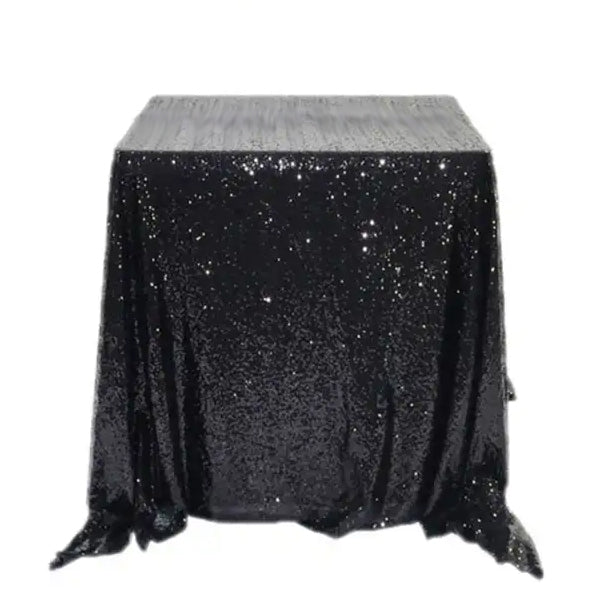 Pailletten Tischdecke schwarz - 180 x 180 cm