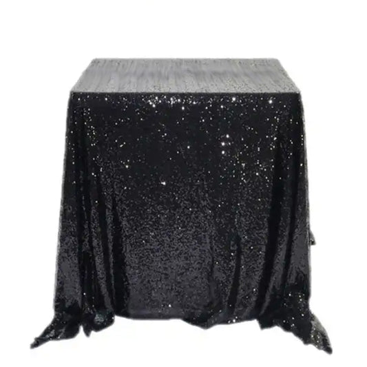 Pailletten Tischdecke schwarz - 180 x 180 cm