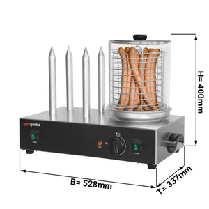 Würstchenwärmer - mit 4 Spießen für Brötchen