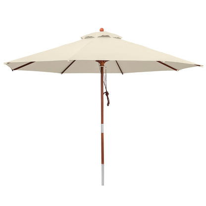 Sonnenschirm - Ø 300 cm - naturweiß - Holz