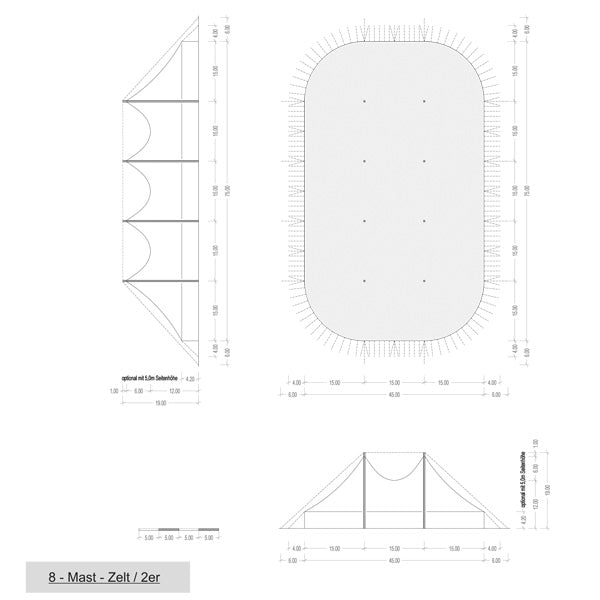 Zirkuszelt - 8 Master / 2 Reihen
