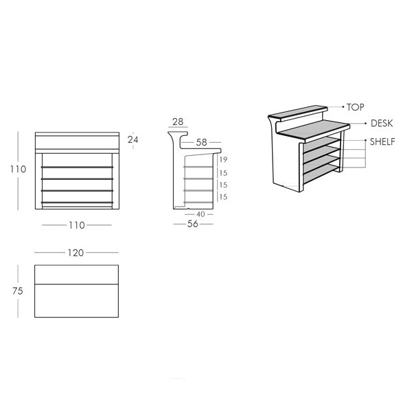 Bartheke / Counter - BREAK LINE - 120 x 75 x H 110 cm