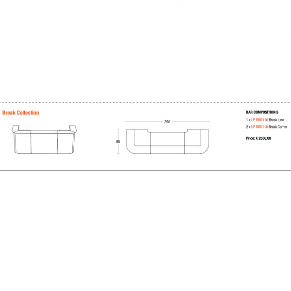 Bartheke / Counter - BREAK LINE - 120 x 75 x H 110 cm