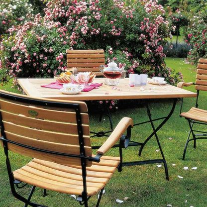 Sessel klappbar - Eisen/Teak - mit Armlehnen