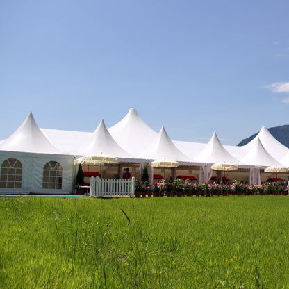 Giebelzelt - 20 Meter (2 x Hochpunkt, 2 x Walmabgang)