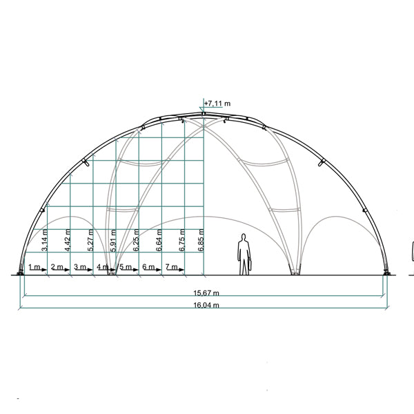 Kuppelzelt Hexadome L - 1.436 x 1.658 cm  | 175 m²